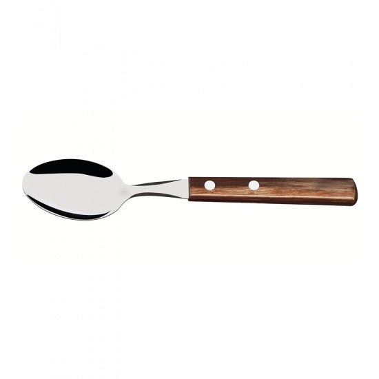 Jogo 6 Colheres Mesa Polywood Aço Inox Tramontina Com Cabo De Madeira Castanho